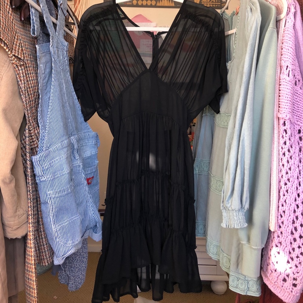 ASOS sheer black tiered dress